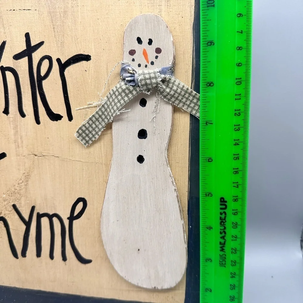 Vintage wooden Winter snowman sign
